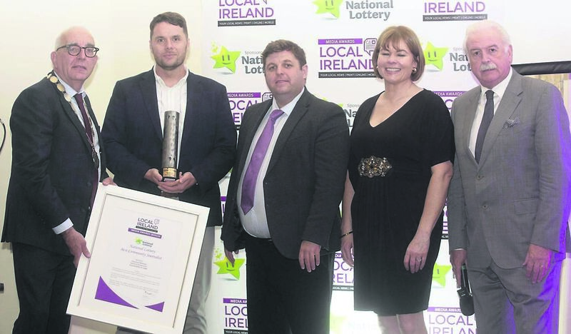 Timothy O’Mahony (second left) receiving a Local Ireland media award in 2024 for a series he wrote for The Echo called ‘The Volunteers of Cork’. His new play can be seen in various Cork venues this month
