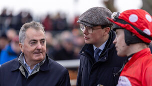 <p>Cork owner Sean O’Driscoll, trainer Joseph O’Brien and jockey JJ Slevin after winning with Home By The Lee. Picture: INPHO/Morgan Treacy</p>
