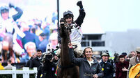 Darragh O’Keeffe on Heart Wood celebrates after winning the Ryanair Chase 12/3/2026