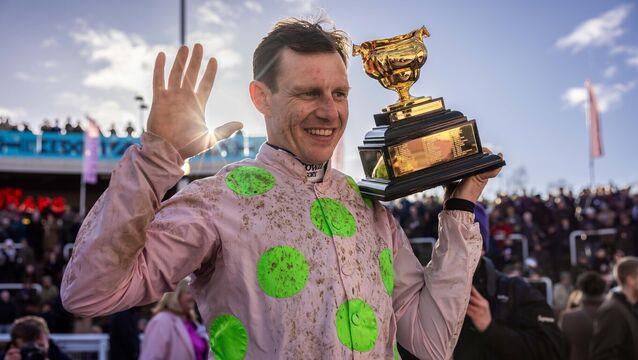 <p>UNSTOPPABLE: Jockey Paul Townend celebrates winning the Boodles Cheltenham Gold Cup. Picture: INPHO/Morgan Treacy</p>