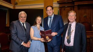 <p>Former mayor of County Cork, councillor Frank O’Flynn, former lady mayoress of Cork Marcelline Bonneau, former lord mayor of Cork, councillor Kieran McCarthy and Deputy Mayor of County Cork, councillor Michael Looney, pictured at the launch of 'Got Cork' at City Hall. Picture: Chani Anderson</p>