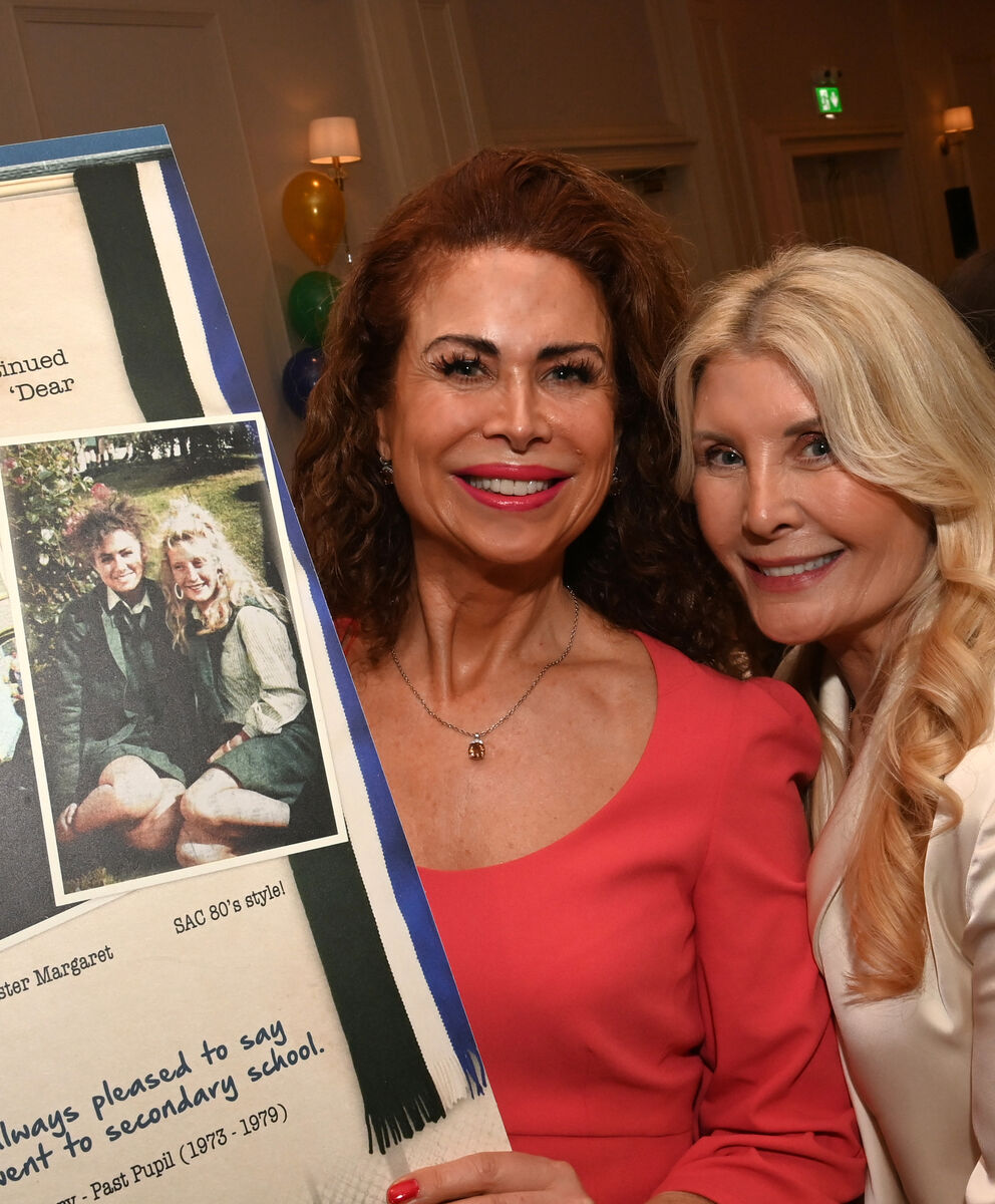  School friends Ruth Goulding-Riordan and Gillian Quinlan with a photo from their schooldays. 