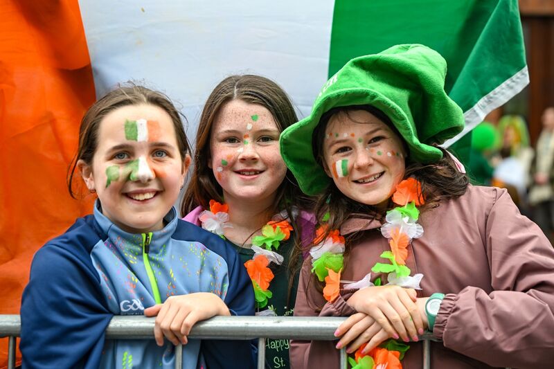 Aoibhinn, Lily and Grace from Passage West pictured enjoying the St Patrick’s day parade in Cork city.  