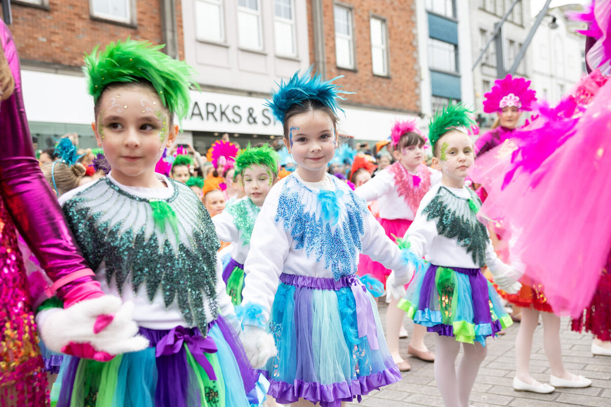 Joan Denise Moriarty School of Dance participating at Cork St Patrick’s Day Parade. Picture: Darragh Kane.