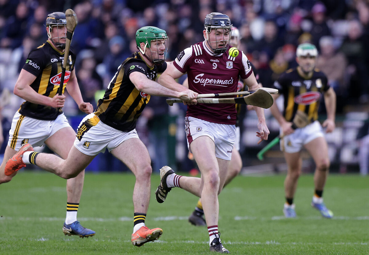 Galway's Cian Daniels with Kilkenny's Eoin Cody during their Division 1A HL match. Picture: ©INPHO/John McVitty