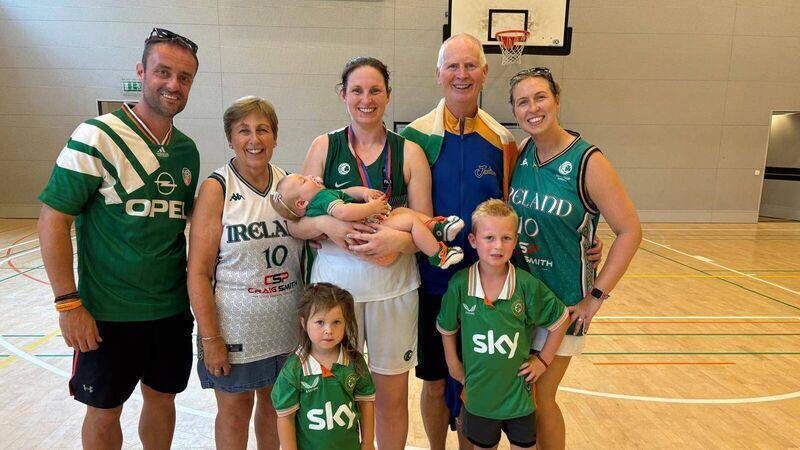 Amanda O'Regan with her parents Christina and Michael, and her sister Louise, and brother-in-law Ray Keating and their children who all came out to support her at the World Championships.