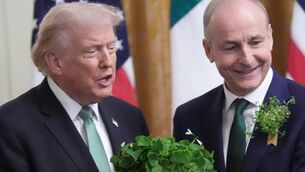 <p class="contextmenu internal_Caption">U.S President Donald Trump with Taoiseach Micheál Martin during the St Patrick’s Day reception at the White House this week</p>