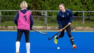 <p>Sofie Moloney, on right, at a training session ahead of the Kate Russell finals, got their crucial third goal in their opening win over Colaiste Iognaid. Picture: Chani Anderson</p>