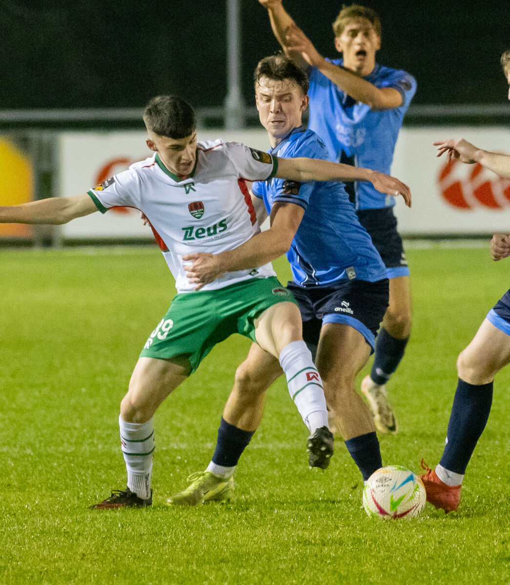 Cork City's Cillian Murphy battles for possession with UCD's Adam Wells. Picture: Gareth Chaney