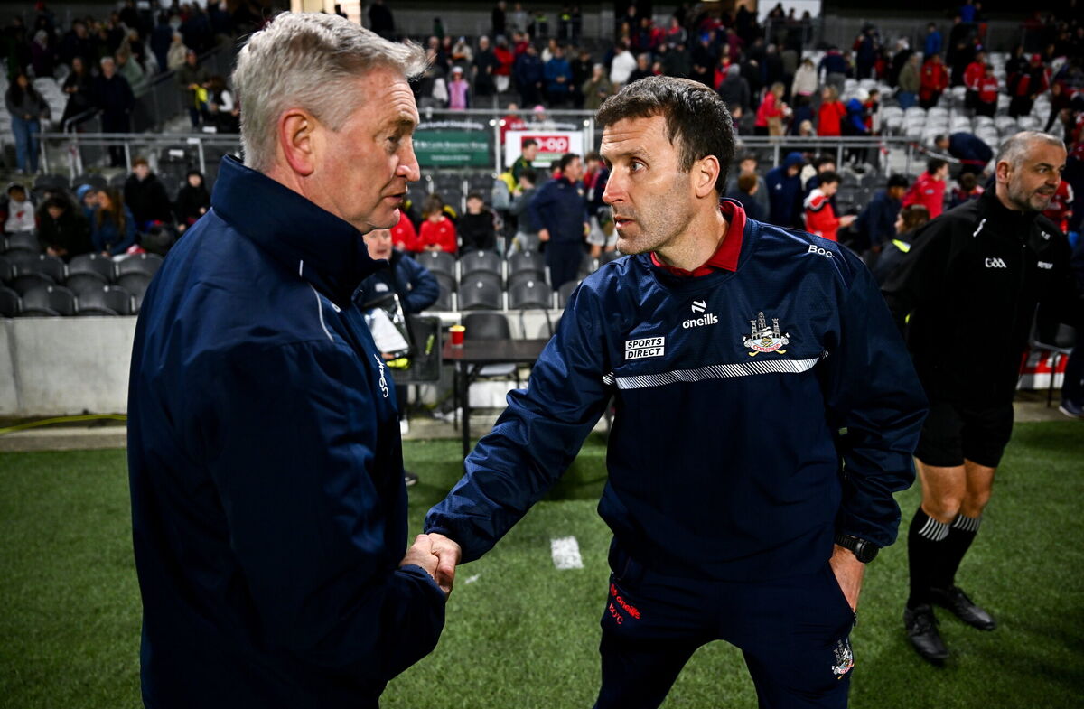 Cork manager Ben O'Connor with his Offaly counterpart Johnny Kelly. Picture: Tyler Miller/Sportsfile Cork manager Ben O'Connor with his Offaly counterpart Johnny Kelly. Picture: Tyler Miller/Sportsfile
