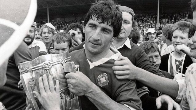<p>Cork captain John Fenton with the Liam McCarthy Cup after beating Offaly in 1984 at Thurles. Picture: INPHO/Billy Stickland</p> <p>Cork captain John Fenton with the Liam McCarthy Cup after beating Offaly in 1984 at Thurles. Picture: INPHO/Billy Stickland</p>