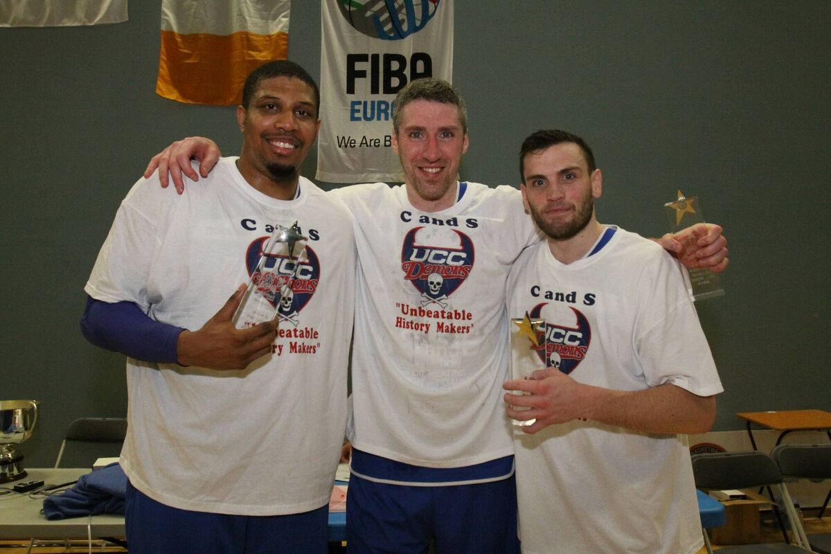 C&amp;S UCC Demons' Premier League All Stars: Lehmon Colbert, Colin O'Reilly, and Kyle Hosford. 