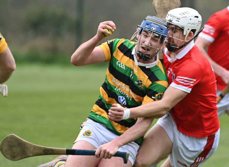 Glen Rovers' Jake Brosnan is tackled by Charleville's Jack Meade during the RedFM SHL Division 1 game at The Glen Field. Picture: Eddie O'Hare