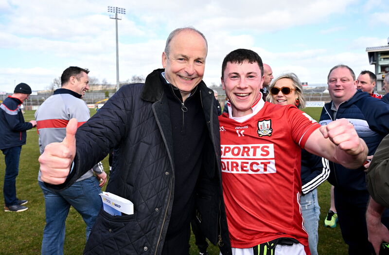 An Taoiseach Micheál Martin TD along with Mark Cronin of Cork. Picture: Oliver McVeigh/Sportsfile An Taoiseach Micheál Martin TD along with Mark Cronin of Cork. Picture: Oliver McVeigh/Sportsfile