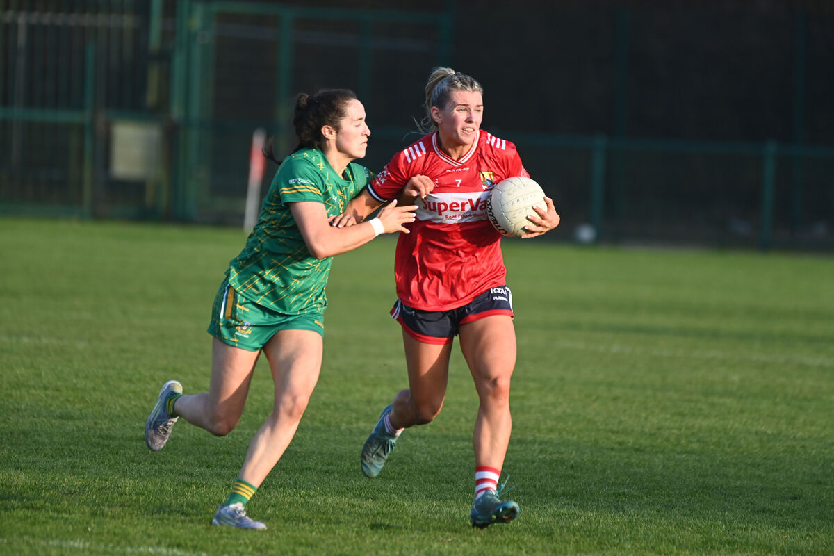  Rosie Corkery builds an attack against Meath. Picture: Larry Cummins