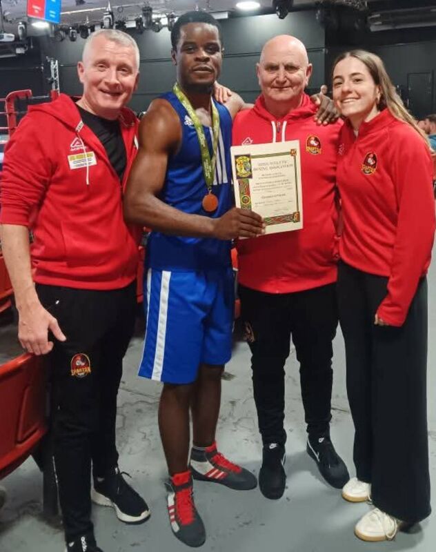 Stephen Hartnett, Jay, Paddy McSweeney and Hanna Zaidan, Spartan Boxing Club at the National Stadium last weekend. 