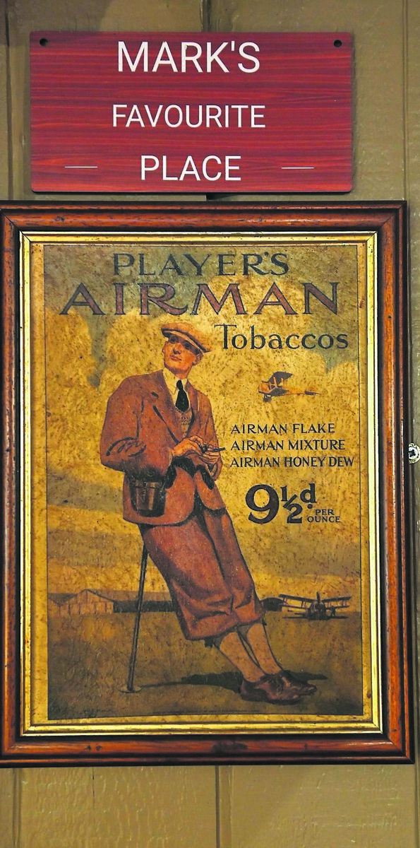 A sign in The Hunted Hog in Castlemartyr, showing the favourite spot of a regular called Mark. Picture: Larry Cummins