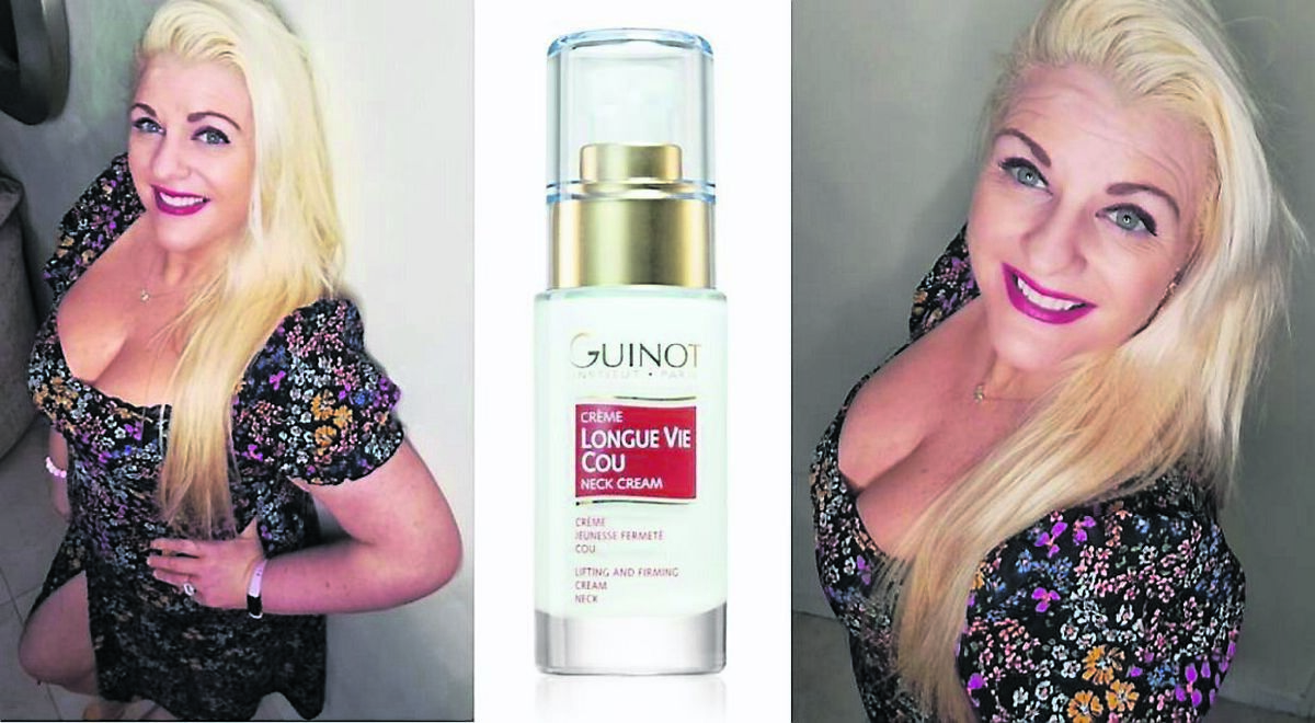 Emer O’Callaghan wearing a dress from Ruby Rouge Boutique, make-up is Master Colors Paris, also pictured is the Guinot Neck Cream, both make-up and neck cream available at Emerald Beauty Clinic, 021 4365949, postage options available.