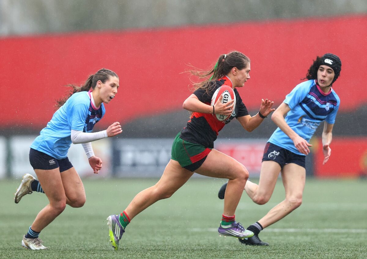 Sacred Heart Clonakilty vs Colaiste Pobail Bheanntrai:  Sacred Heart Clonakilty's Clodagh McCarthy with Seren Lehane of Colaiste Pobail Bheanntrai