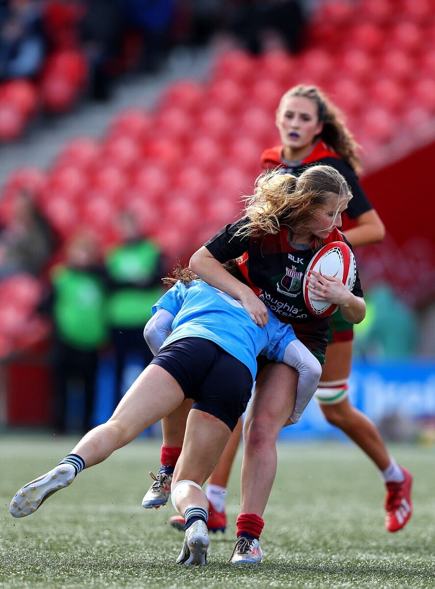 Sacred Heart Clonakilty vs Colaiste Pobail Bheanntrai:  Sacred Heart Clonakilty's Rachel Twomey with Grace Kingston of Colaiste Pobail Bheanntrai