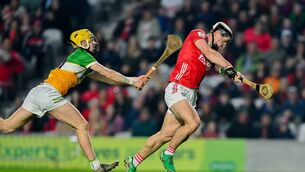 <p>Barry Walsh scores Cork's first goal in Saturday's Allianz HL Division 1A win over Offaly. Picture: Tyler Miller/Sportsfile</p>