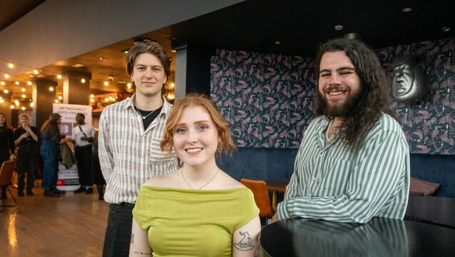 <p>Retrospect Arts Festival ambassadors Aron O'Connell, Aisling Knox, and Jack Kirby</p>