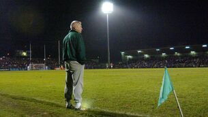 <p>Kerry manager Páidí Ó Sé on the line against Cork at Páirc Uí Rinn in 2003. Picture: Ray McManus/Sportsfile</p>