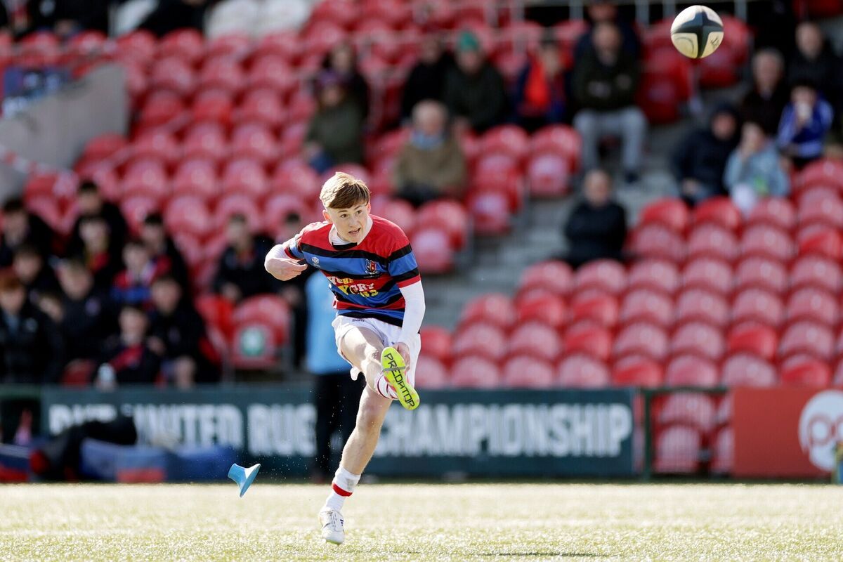 CBC vs St. Munchin's: St Munchin's Jack Goode scores a conversion to equalise the game CBC vs St. Munchin's: St Munchin's Jack Goode scores a conversion to equalise the game