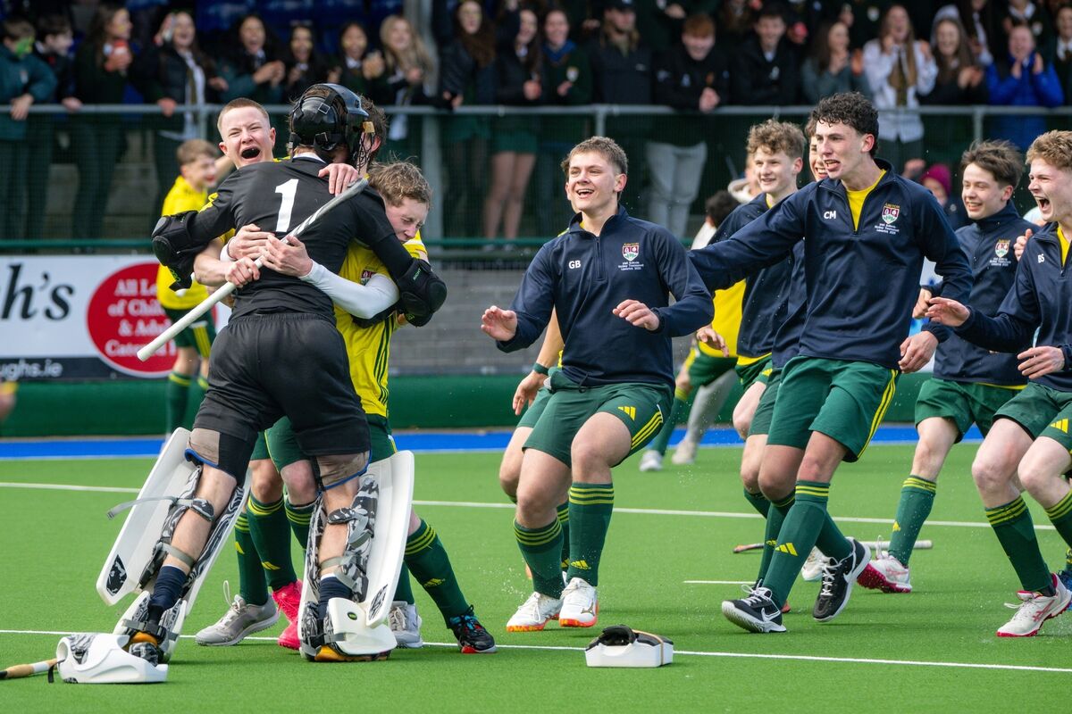 Ashton players rush to celebrate with goalkeeper Hugo Casey-Floodman following their win over Newtown Secondary School. Picture: Chani Anderson