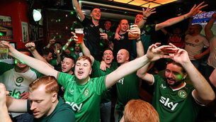 A view of Ireland fans in irish pub Waxy Malones 25/3/2026