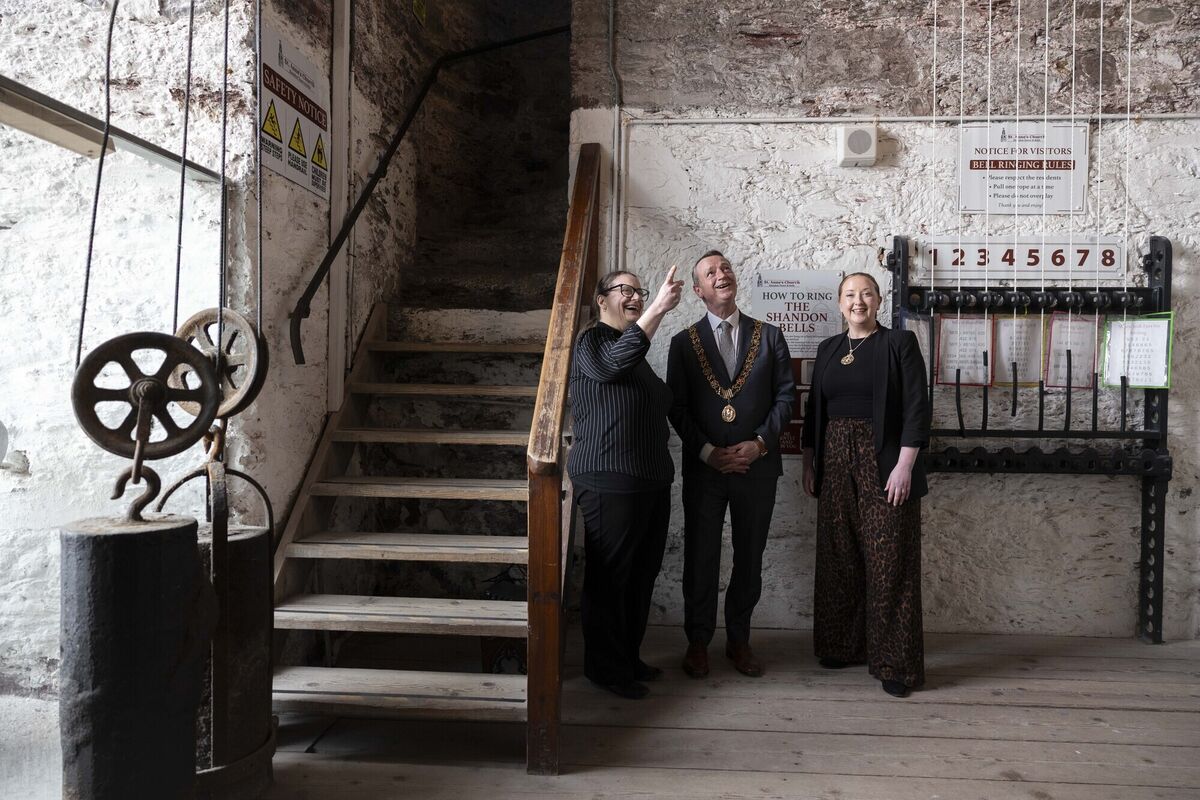 Reverend Meghan Farr welcoming Cork City Lord Mayor Fergal Dennehy and Lady Mayoress Karen Brennan to Saint Anne's Shandon after the completion of a major Cork City Council-led restoration project. Picture: Clare Keogh Reverend Meghan Farr welcoming Cork City Lord Mayor Fergal Dennehy and Lady Mayoress Karen Brennan to Saint Anne's Shandon after the completion of a major Cork City Council-led restoration project. Picture: Clare Keogh