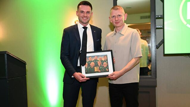 <p>Kieran McKeown, pictured with fellow referee Rob Hennessy </p>