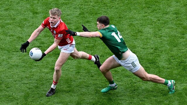 <p>Dara Sheedy of Cork in action against Eoghan Frayne of Meath. Picture: Ramsey Cardy/Sportsfile</p>