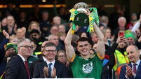 Eoghan Frayne lifts the trophy 29/3/2026