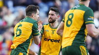 Caolan McGonagle celebrates after scoring his side's third goal of the match with Ryan McHugh  29/3/2026