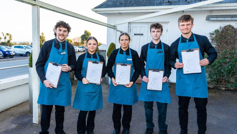 Staff of the newly-revamped Lighthouse Bar &amp; Bistro, from left, Jack Lawton, Carrie Creamer, Áine McGuckian, Kevin Cotter, and Jude Buckley. 	 Picture: Noel Sweeney
                    