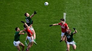 <p>BATTLEGROUND: Cork lost eight kickouts out of nine in a period they conceded 0-8 to Meath at Croker. Picture: Ramsey Cardy/Sportsfile</p>