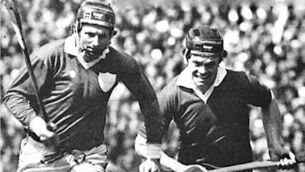 <p>Cork's Denis Burns (right) battles Limerick's Eamonn Cregan for possession in the 1980 National Hurling League final at Páirc Uí Chaoimh.</p>