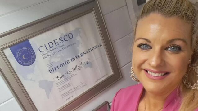 <p>Emer O'Callaghan in her uniform at Emerald Beauty Clinic. </p>