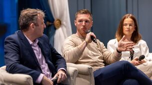 <p>Dylan Beirne speaking at last night's Golf Ireland Season Launch in Carton House. Photo: Morgan Treacy / Inpho</p>