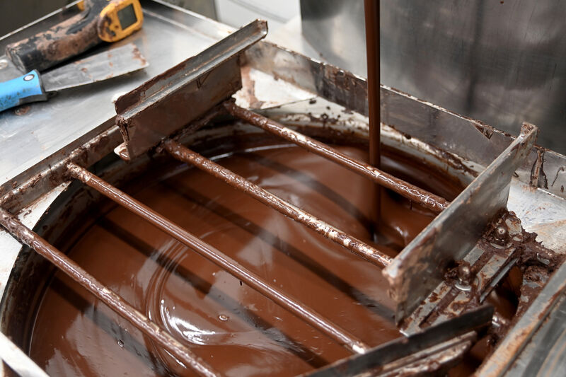 Behind the scenes at Tory Top Chocolate. Tempering makes the chocolate shelf stable, gives the bars a nice snap when cracked, and produces a bright sheen. Picture: Larry Cummins Behind the scenes at Tory Top Chocolate. Tempering makes the chocolate shelf stable, gives the bars a nice snap when cracked, and produces a bright sheen. Picture: Larry Cummins