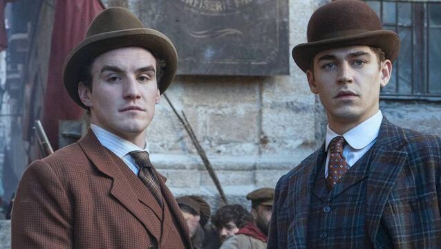 <p class="contextmenu internal_Caption">Cork actor Dónal Finn (left) as James Moriarty in new Amazon Prime series Young Sherlock, beside Hero Fiennes Tiffin, who plays a teenage Sherlock in the drama</p>