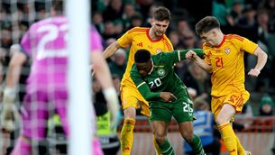 <p>Republic of Ireland vs North Macedonia: Ireland's Chiedozie Ogbene with Imran Fetai and Reshat Ramadani of North Macedonia</p> <p>Republic of Ireland vs North Macedonia: Ireland's Chiedozie Ogbene with Imran Fetai and Reshat Ramadani of North Macedonia</p>