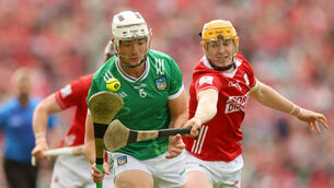 <p>Cork's Shane Barrett battles with Kyle Hayes of Limerick during last year's Munster SHC final at TUS Gaelic Grounds. Picture: Inpho/James Crombie</p>