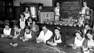 <p class="contextmenu internal_Caption">Members of Cork Junior Red Cross Technical School making Easter baskets for local hospitals in 1952 - John Arnold remembers a time when the Holy Week was observed by all and sundry</p>