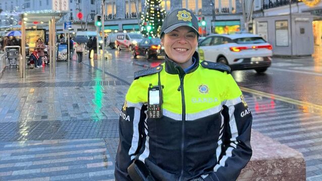 <p>Garda Siobhán Moynihan patrolling the streets of Cork over the Christmas period. Cypress Avenue’s Ger Kiely says that high-visibility policing has made ‘an enormous difference’ to Cork. Picture: Donal O'Keeffe.</p>