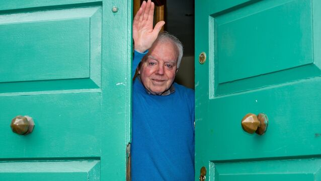 <p>Former postmaster John Hanley closing the doors of the Kinsale Post Office for the final time on Tuesday. Picture: John Allen.</p>