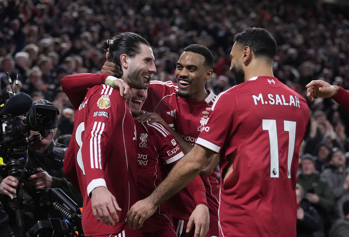 Liverpool's Dominik Szoboszlai celebrates scoring  during the Premier League match against Man City at Anfield, Liverpool in February.  Picture: Peter Byrne/PA Wire