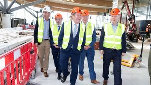 <p>Cork Airport managing director Niall MacCarthy, transport minister Darragh O’Brien, minister of state Jerry Buttimer, and TD Seamus McGrath at Cork Airport to view progress on the €200m capital investment programme. Picture: Darragh Kane.</p>