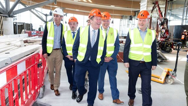 <p>Cork Airport managing director Niall MacCarthy, transport minister Darragh O’Brien, minister of state Jerry Buttimer, and TD Seamus McGrath at Cork Airport to view progress on the €200m capital investment programme. Picture: Darragh Kane.</p>